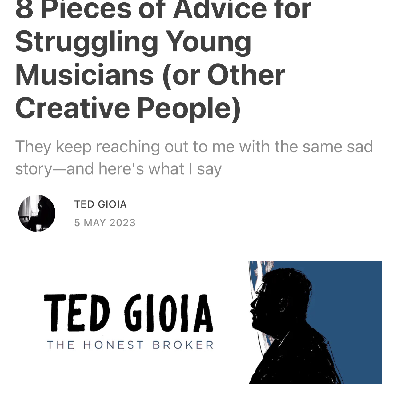 8 Pieces Of Advice For Struggling Young Musicians Or Other Creative